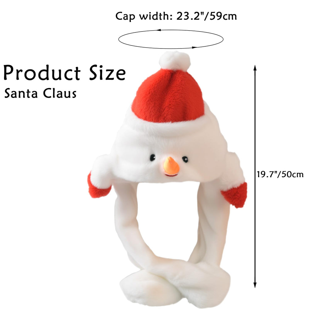 ZONESTA Snowman Jumping Ear Hat back view showing durable stitching and fluffy texture