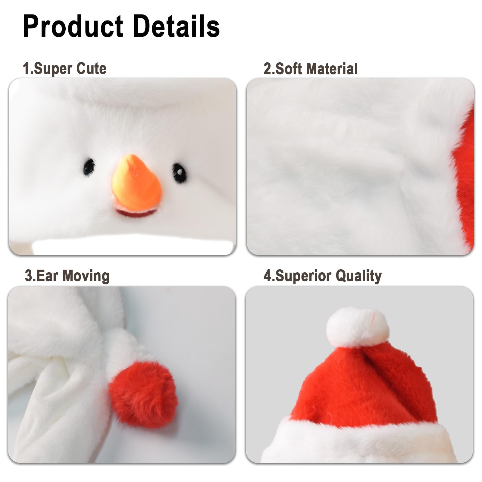 ZONESTA Snowman Hat plush material up close with rich fibers