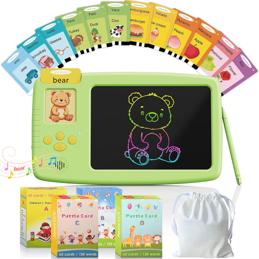 ZONSTVYS talking flash cards reader prompts word recognition for toddlers.