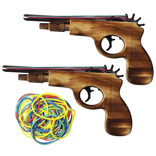 zonzxcv wooden rubber band gun set in log color for outdoor play