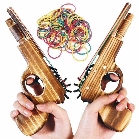 zonzxcv wooden rubber band gun two-pack with natural wood grain for backyard practice