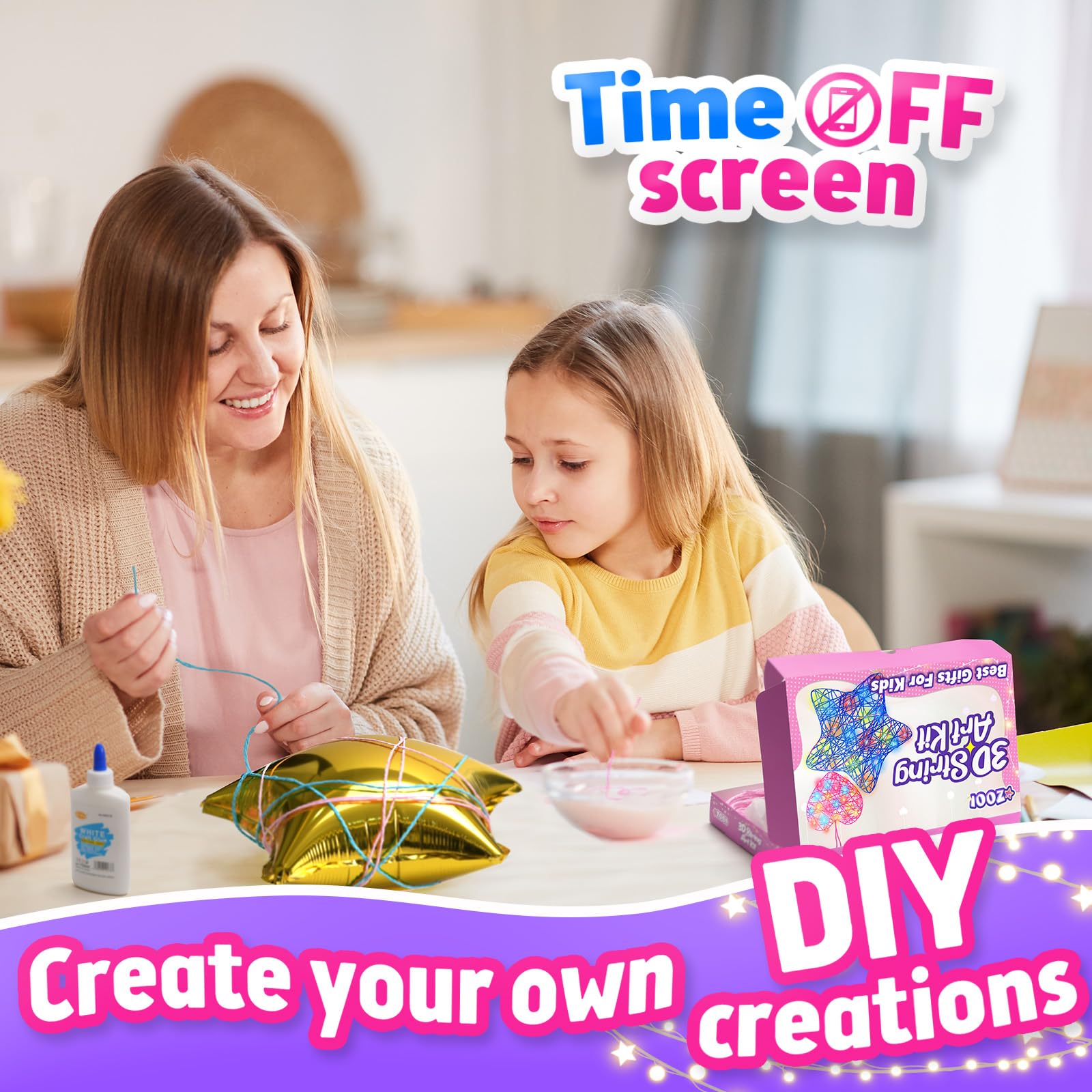ZOOI 3D string art kit moon for dreamy illumination and hands-on creativity.