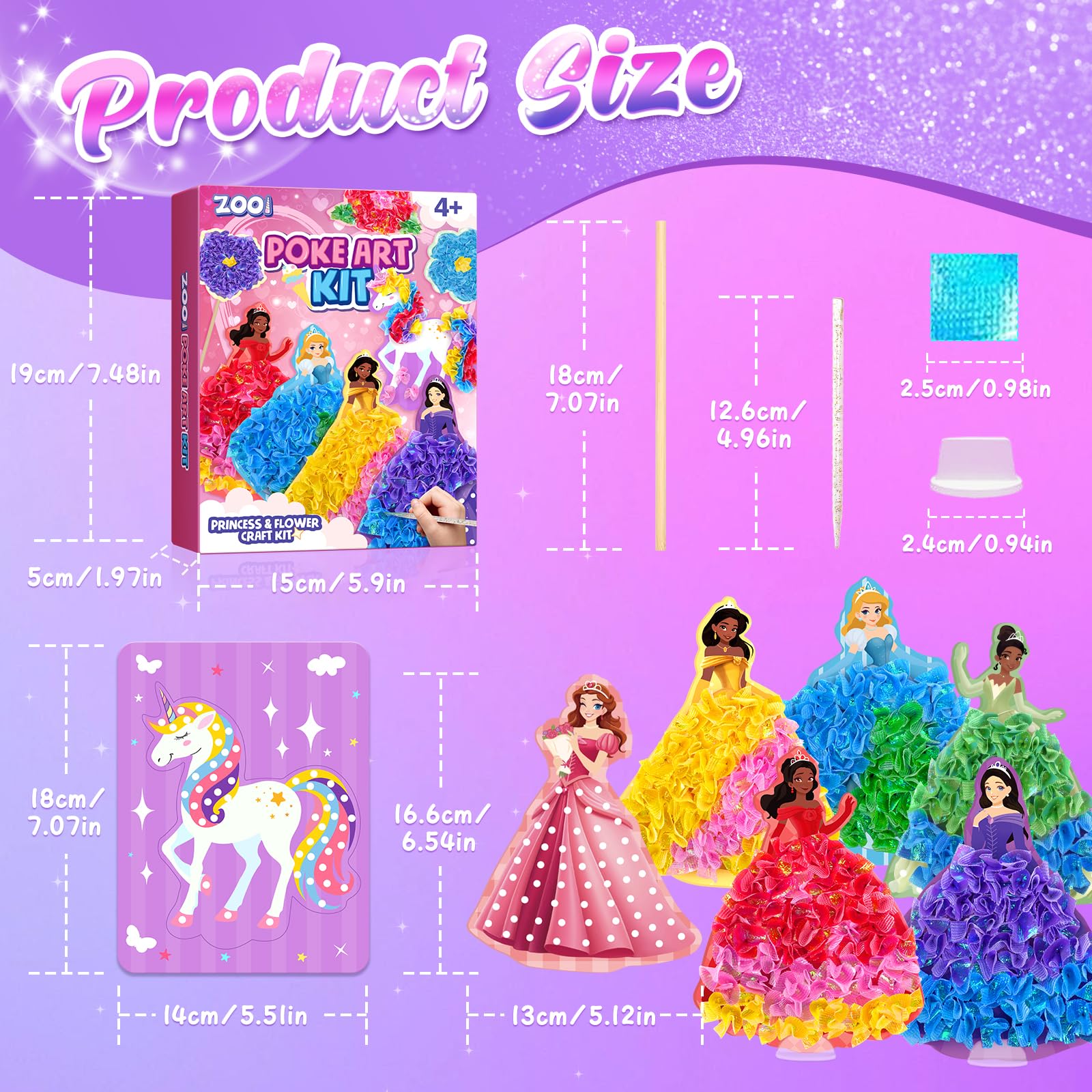 ZOOI Poke Art Kits finished crafts decorate a kid's room.