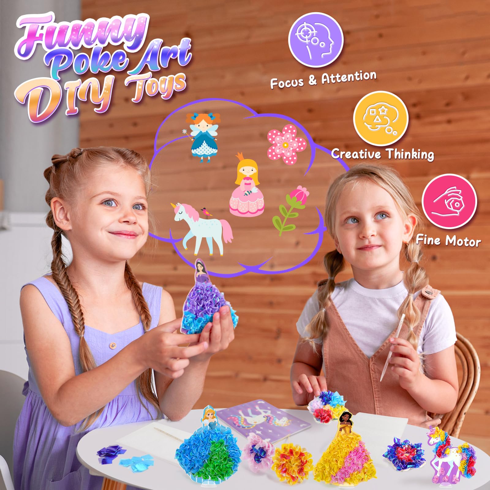 ZOOI Poke Art Kits wooden sticks for assembling designs.