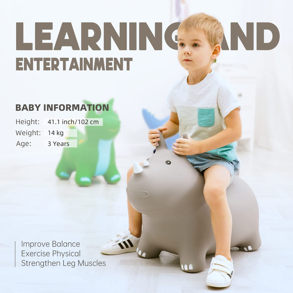 ZOOJOY bouncy horse hopper grey side view for safe seating during play