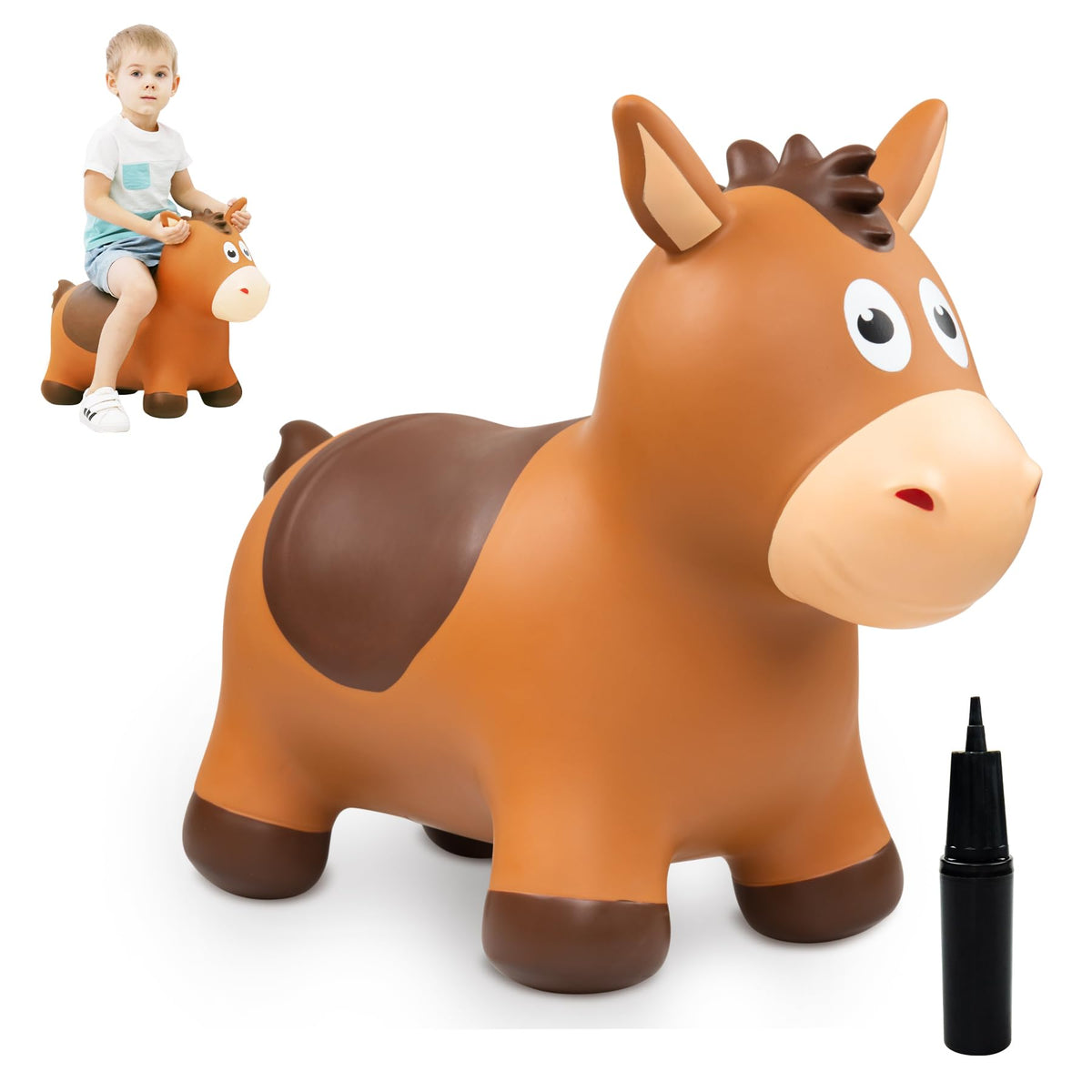 ZOOJOY bouncy horse toy with cartoon face for joyful toddler playtime
