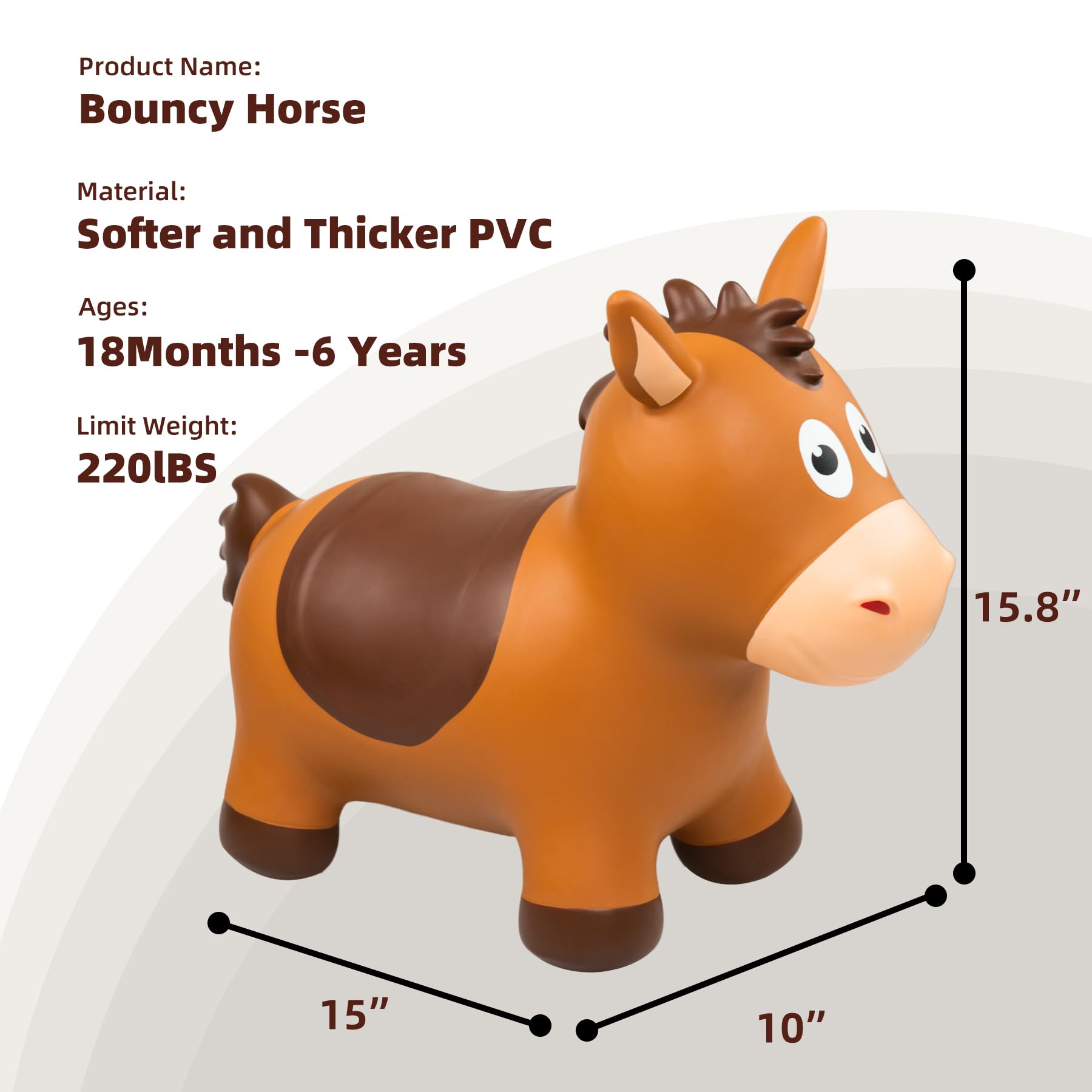 ZOOJOY inflatable horse with ergonomic backrest supporting posture