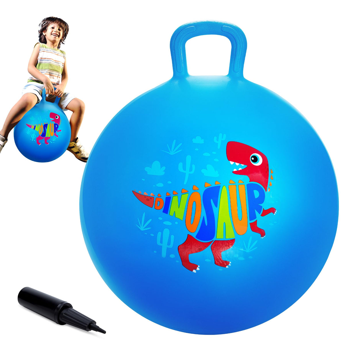 ZOOJOY dinosaur hopper ball with handle for secure grip during active play