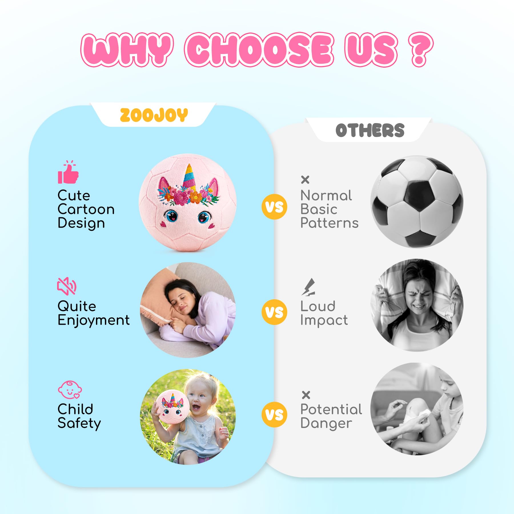 ZOOJOY featherlight ball offers soft kicks that protect floors.
