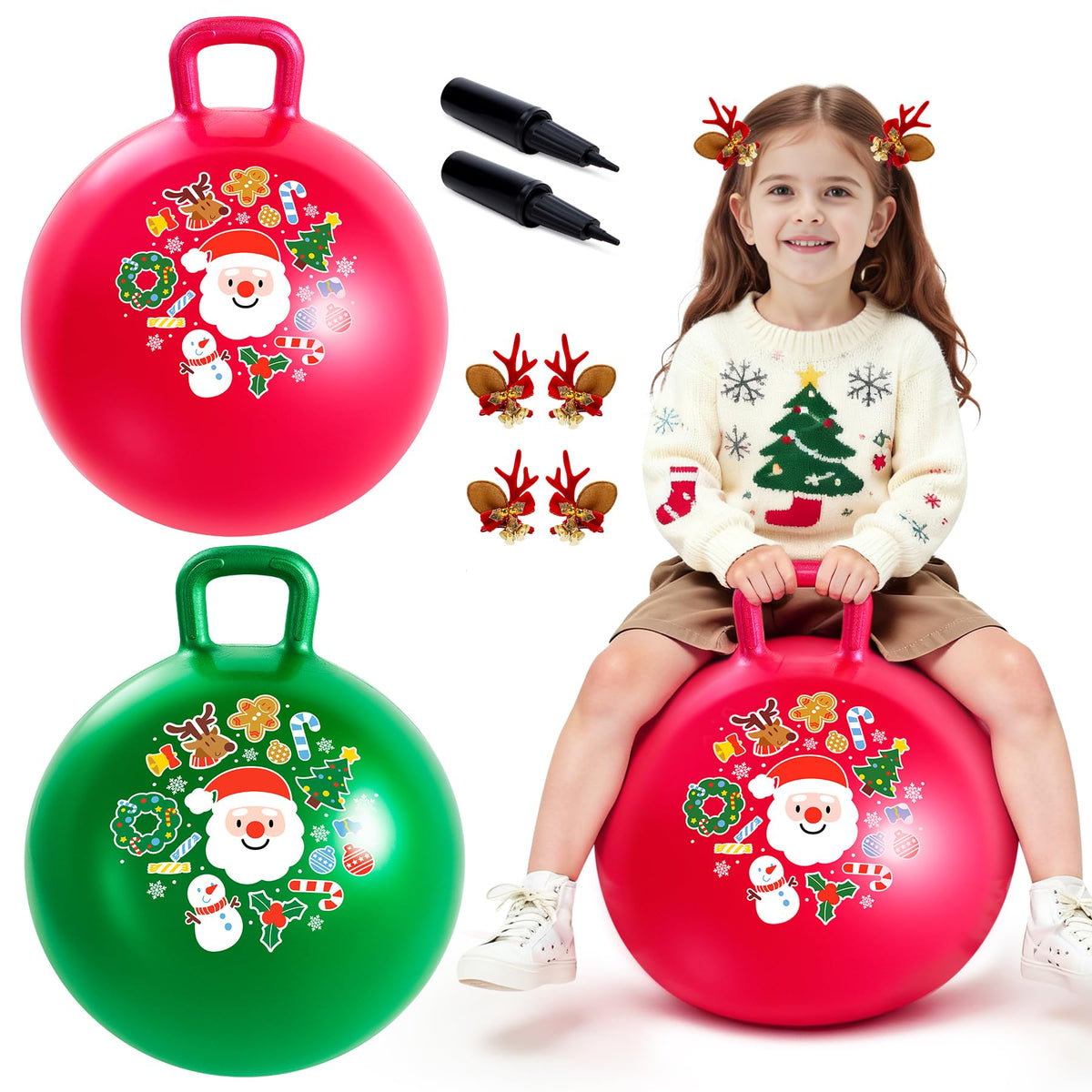 ZOOJOY hopper ball 18-inch red with handle for safe indoor and outdoor play.