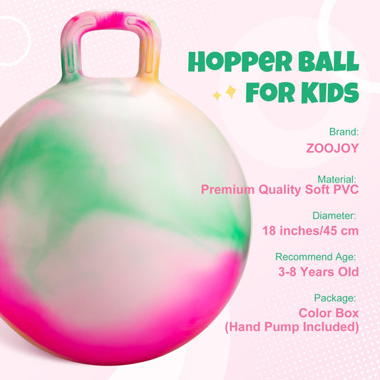 ZOOJOY Hopper Ball with textured grip handle—secure bounce during active play.