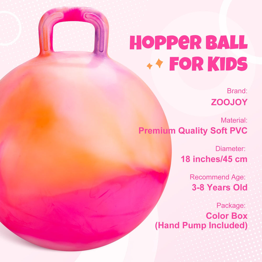 ZOOJOY hopper ball orange clouds side view for vibrant active play.