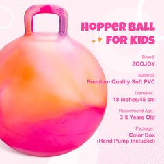 ZOOJOY hopper ball orange clouds side view for vibrant active play.