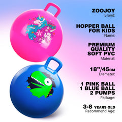 ZOOJOY unicorn hopper ball with handle offers safe indoor bouncing for kids.