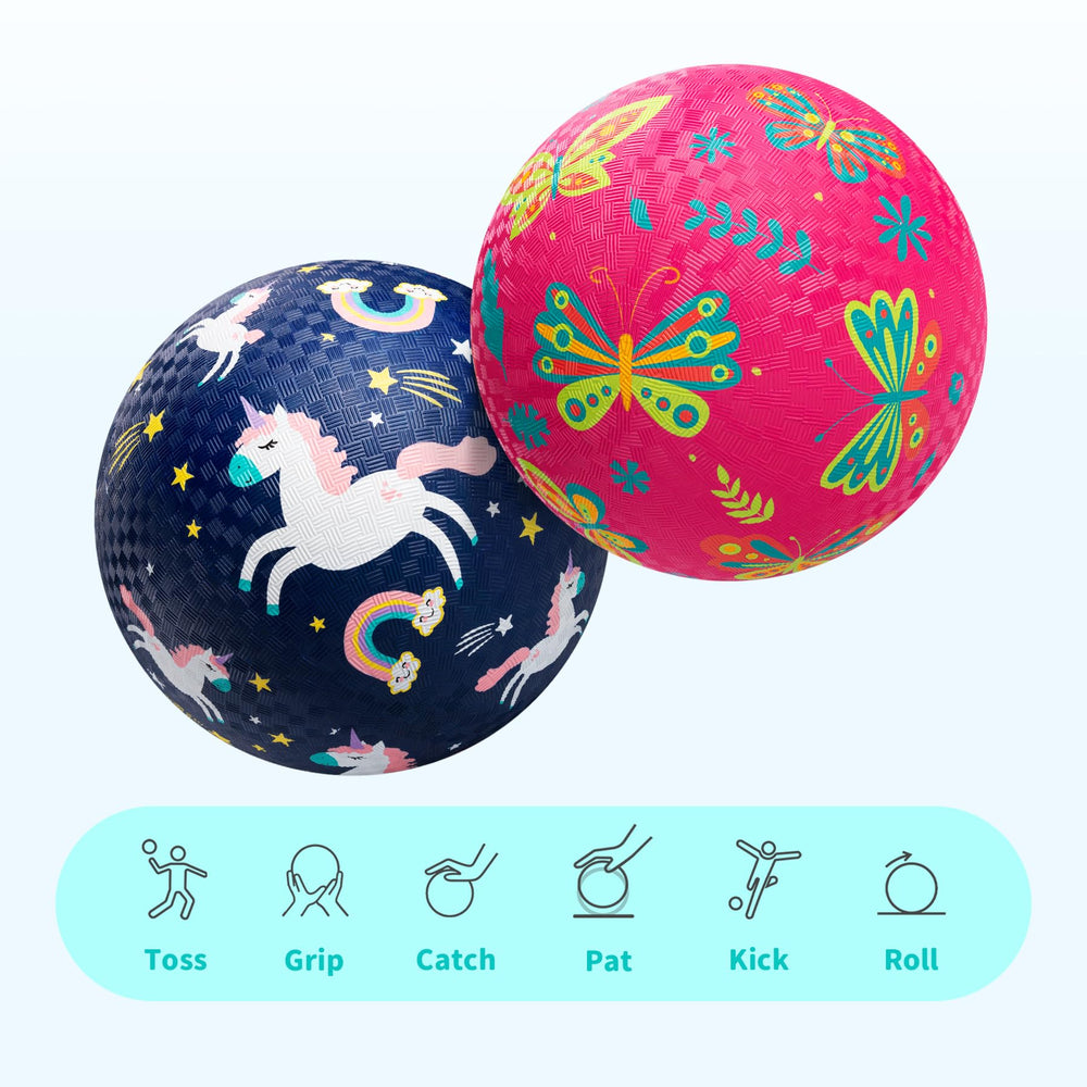 ZOOJOY kid playing dodgeball with vibrant cartoon patterns.