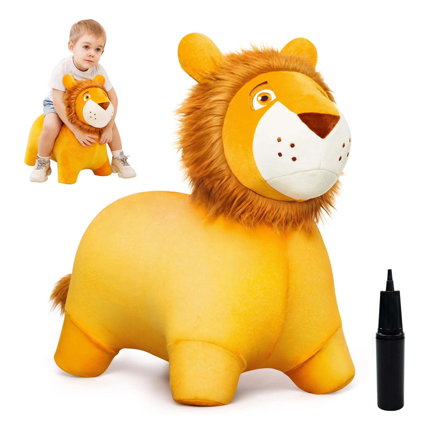 ZOOJOY Lion Hopper front-view promotes toddler balance and imaginative play.