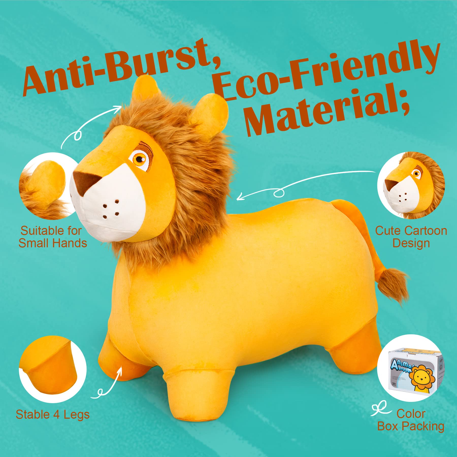 ZOOJOY Lion Hopper handles and grips provide secure, easy riding.