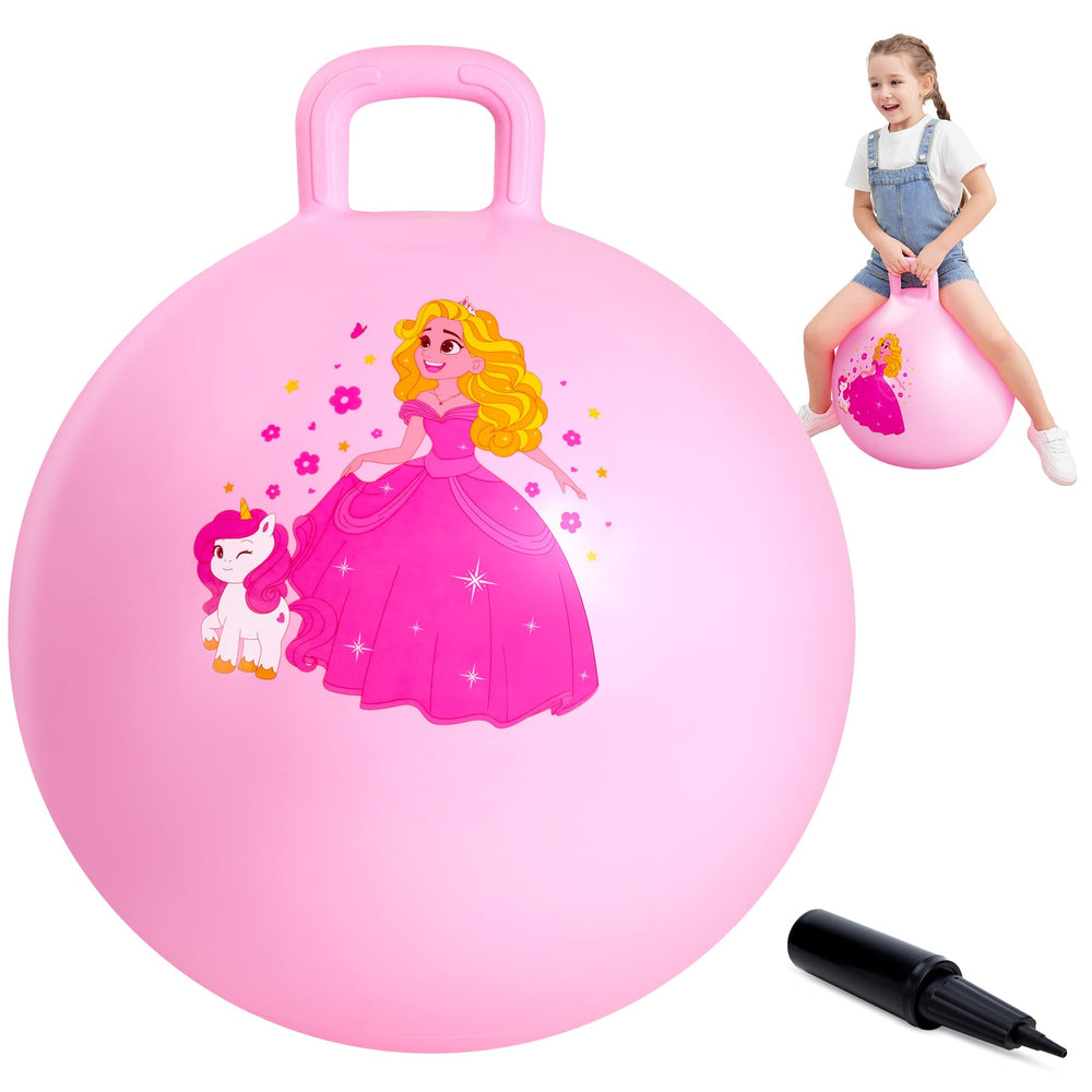 Pastel princess theme enhances imaginative hopping adventures for young children.