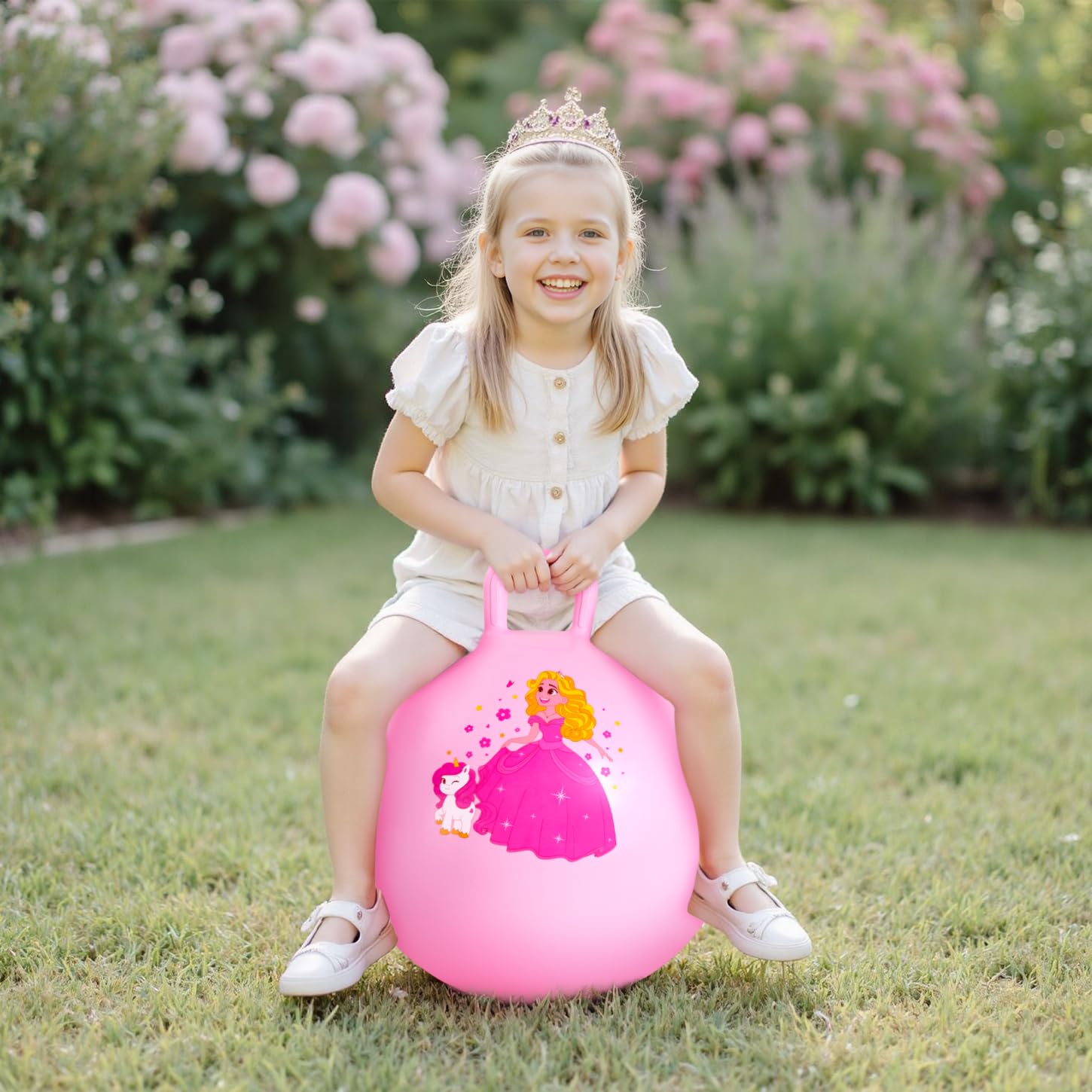 Durable thick PVC body stands up to energetic jumping.