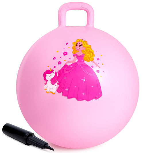 ZOOJOY Princess Hopper Ball pink 18-inch design encourages safe outdoor play and balance.