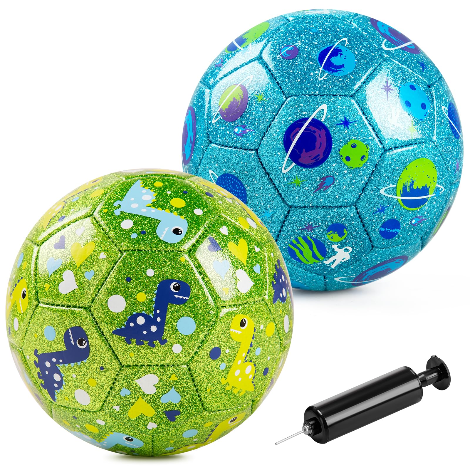 ZOOJOY dinosaur glitter size-2 soccer ball for toddlers outdoors and imagination