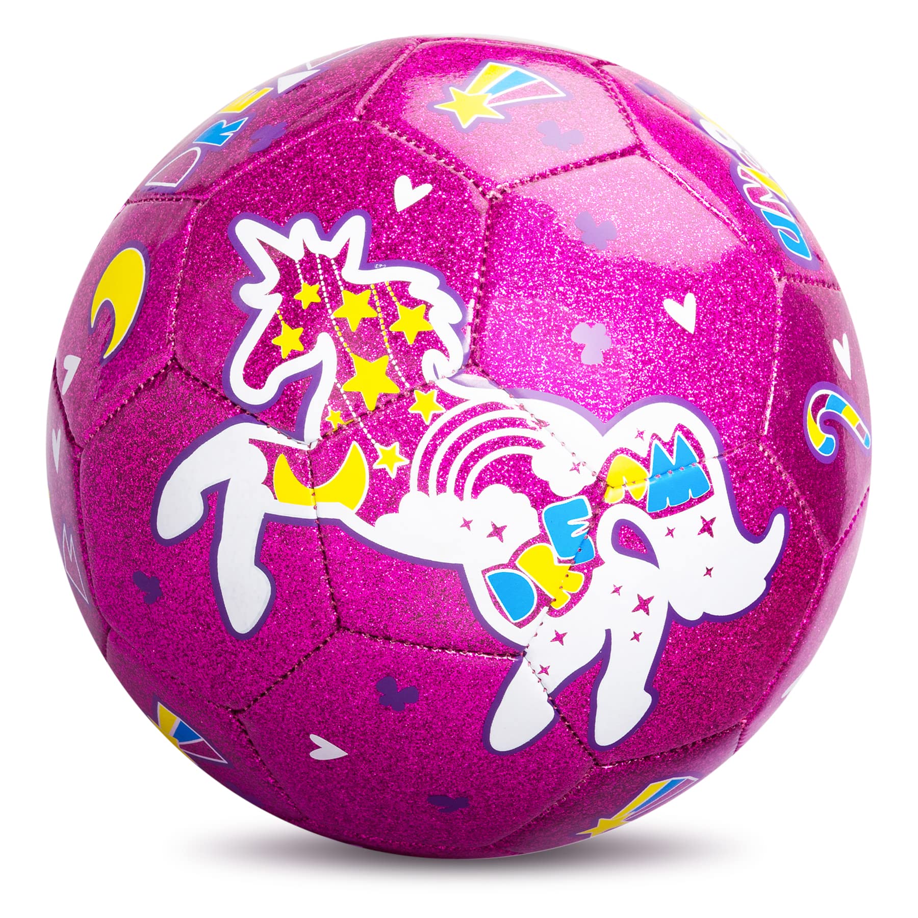 ZOOJOY Size 3 unicorn soccer ball in pink with pump for easy inflation