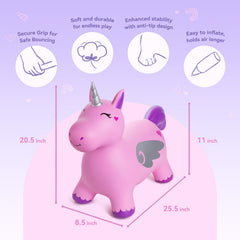 ZOOJOY Unicorn Bouncy Hopper inflation valve close-up for quick setup