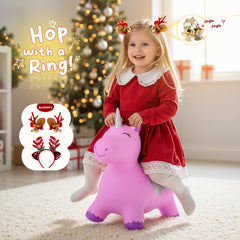 ZOOJOY Unicorn Bouncy Hopper rear view showing handles and backrest for posture support