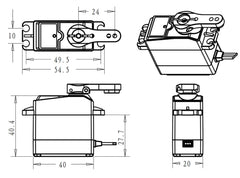 Includes 25T adjustable metal servo arm with DS3225