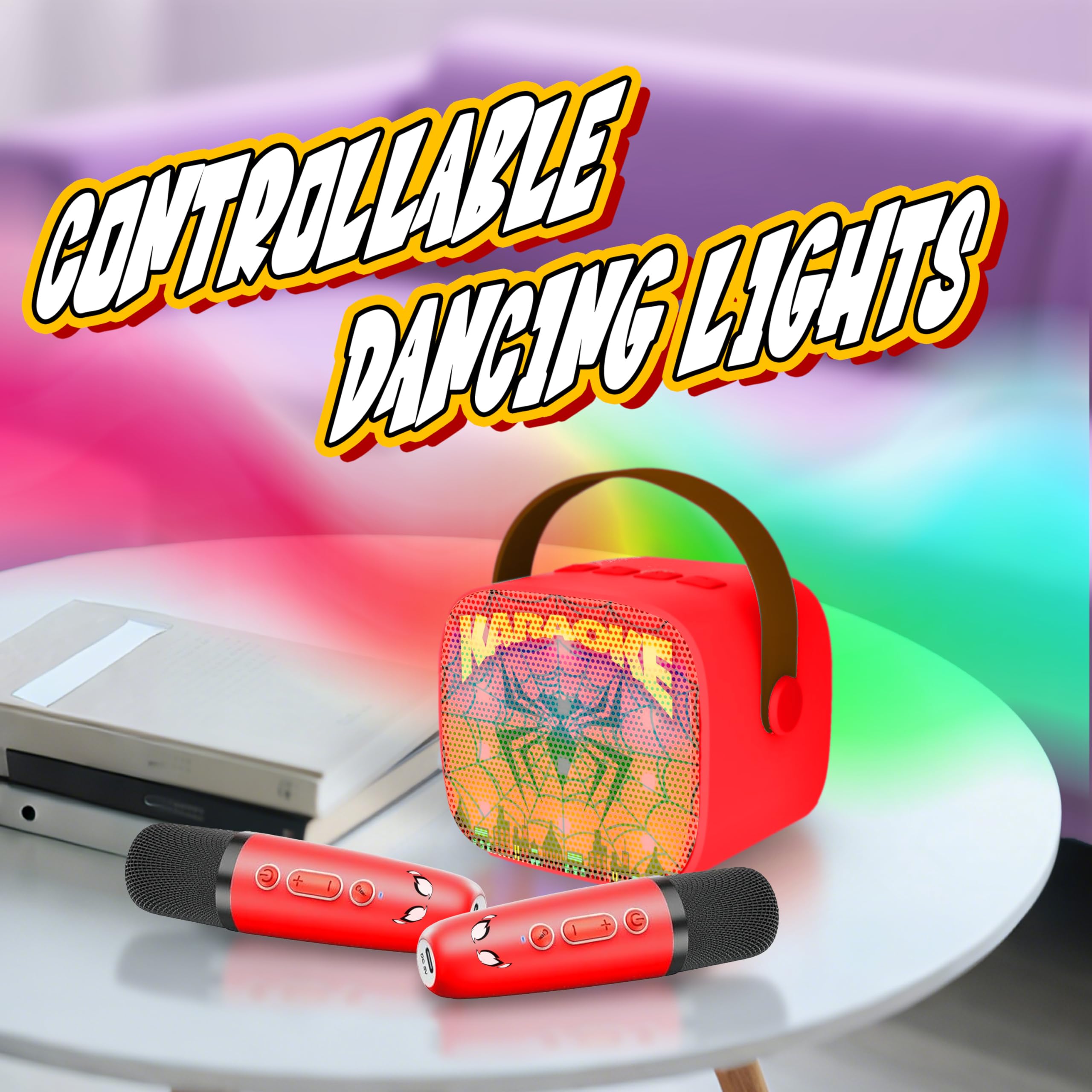 Zosxi karaoke machine LED lights dance with the beat for party vibes