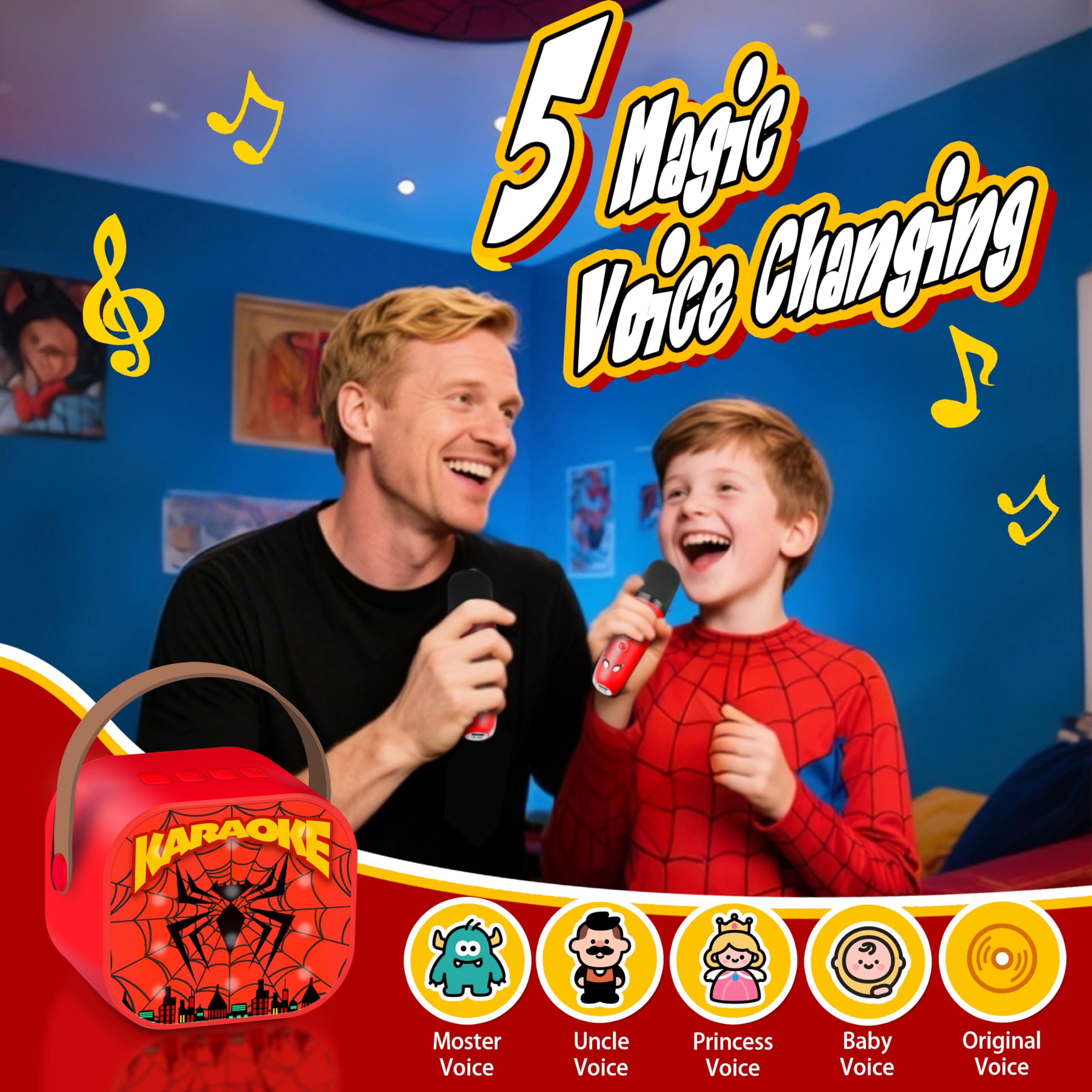 Zosxi mini karaoke machine with two mics in use enables duo singing at home