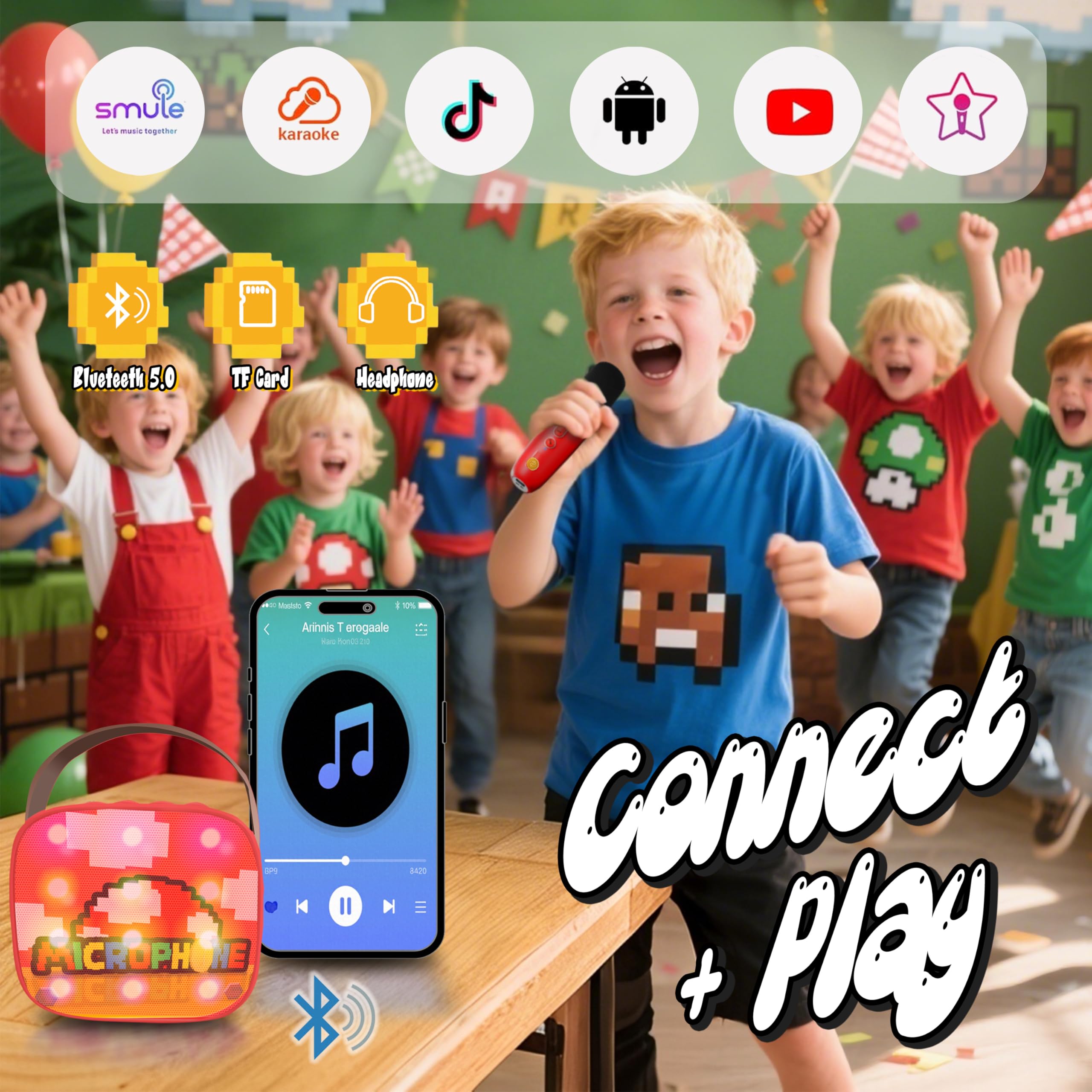 Zosxi Pixel Super Bro Bluetooth and TF card support for easy music.