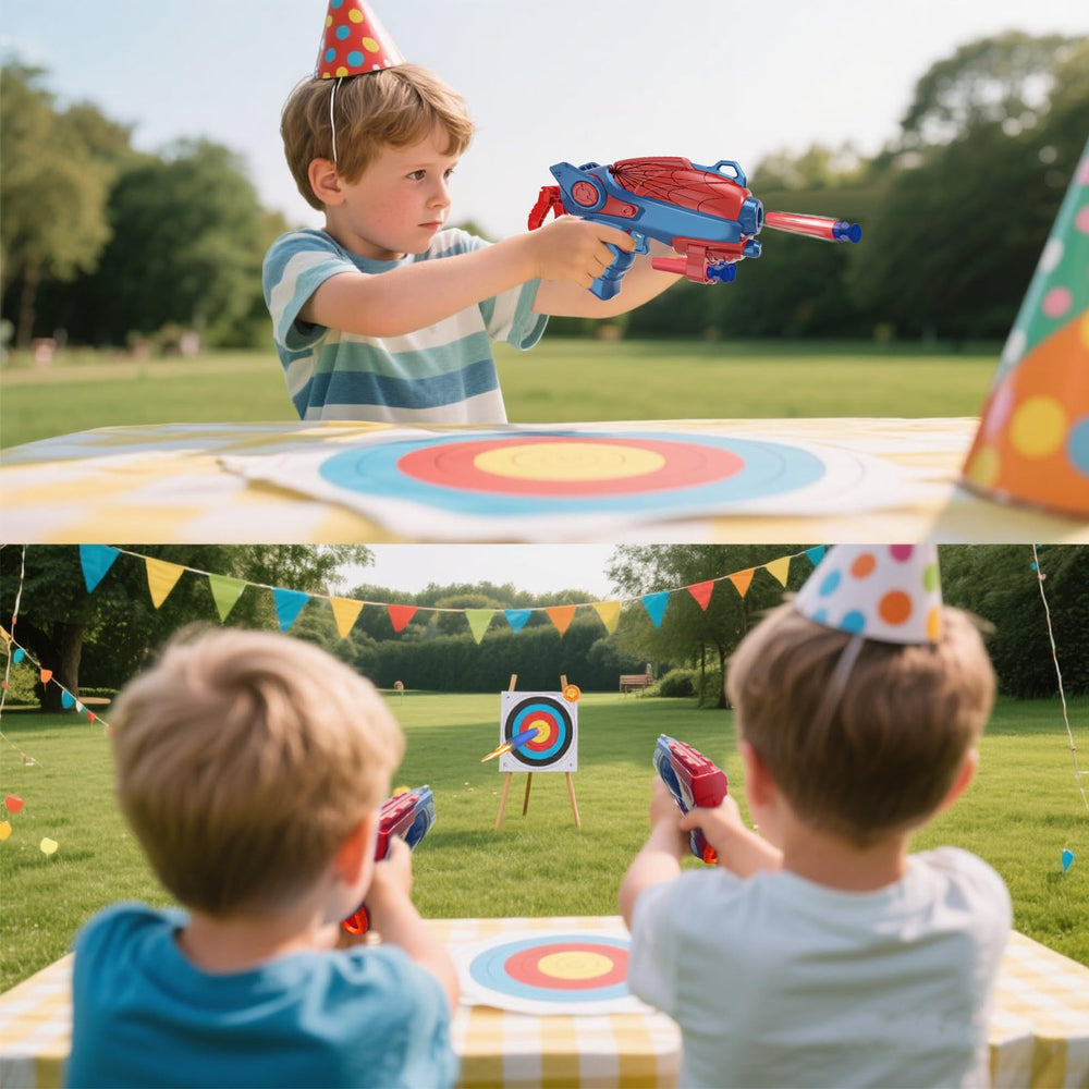 Kids enjoying outdoor play with Zowrait spider shooting toys