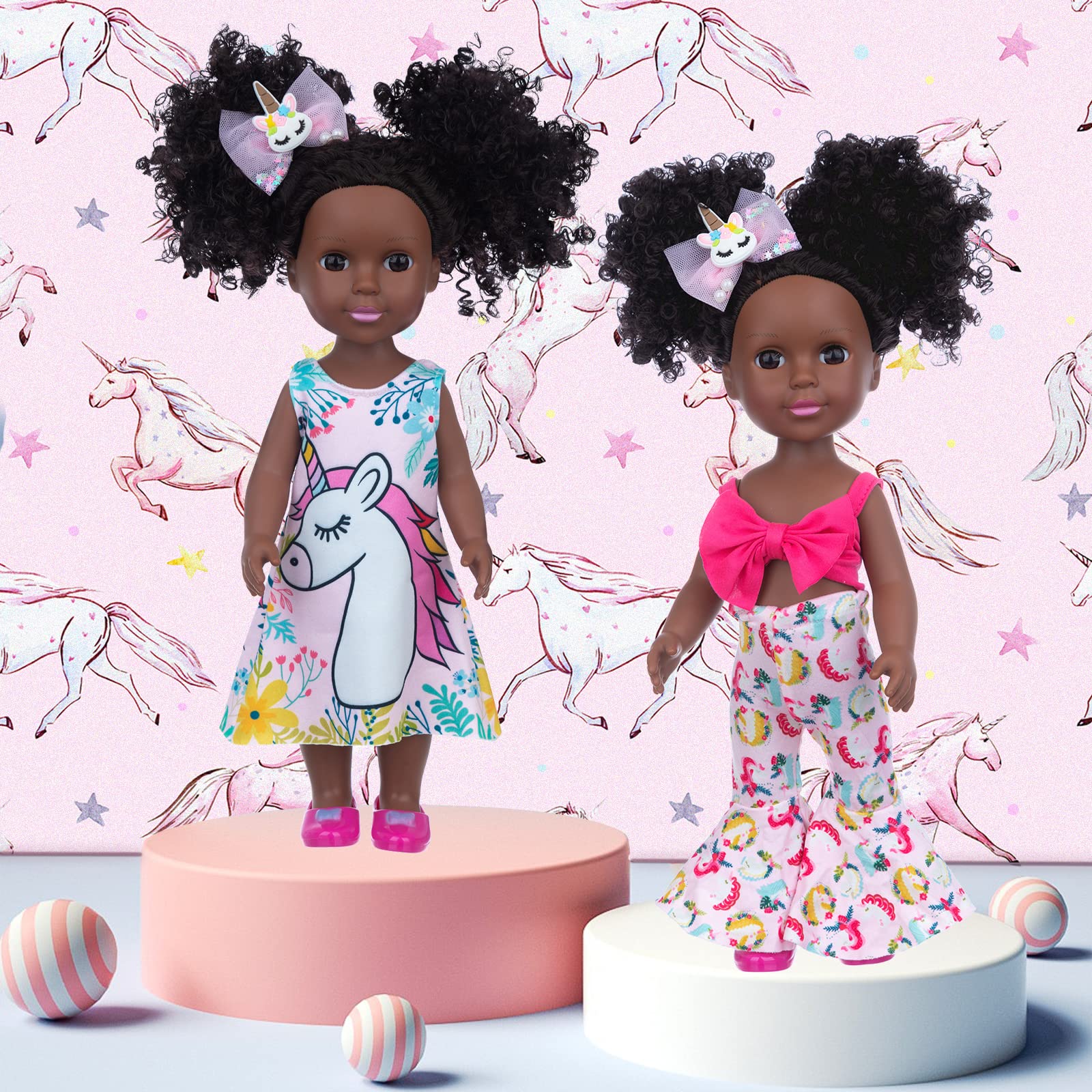 ZQDOLL black doll dress print detail enhances visual appeal during pretend play.