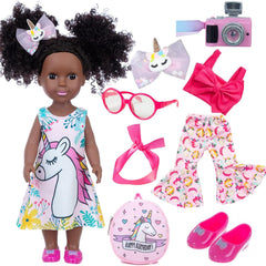 ZQDOLL black doll with two outfits promotes creative dress-up play.