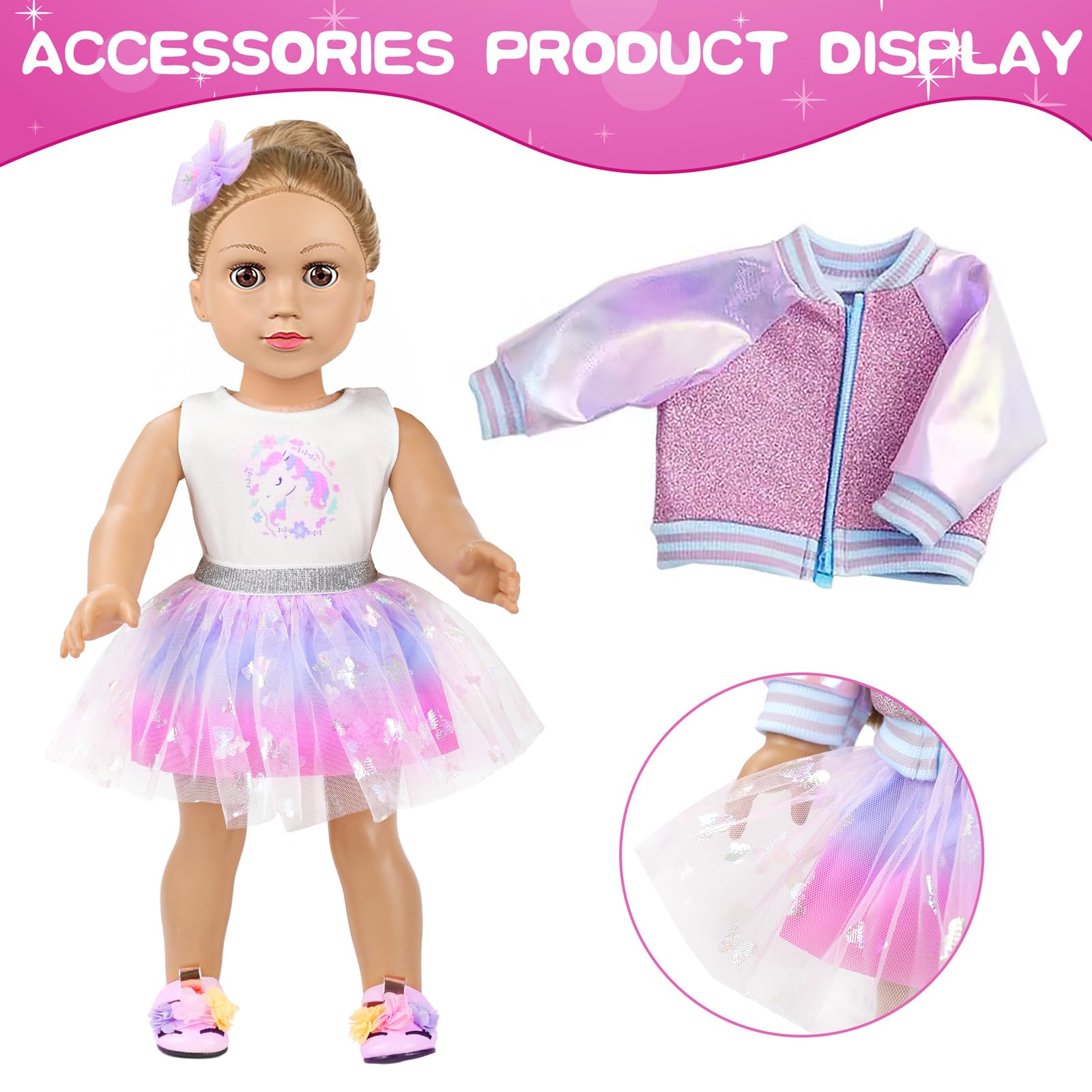 ZQDOLL messenger bag and shoes to complete a stylish outfit for 18-inch dolls