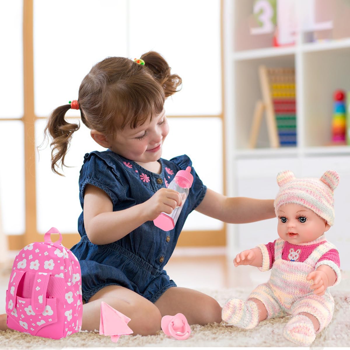 ZQDOLL realistic face and limbs enhance lifelike pretend care.