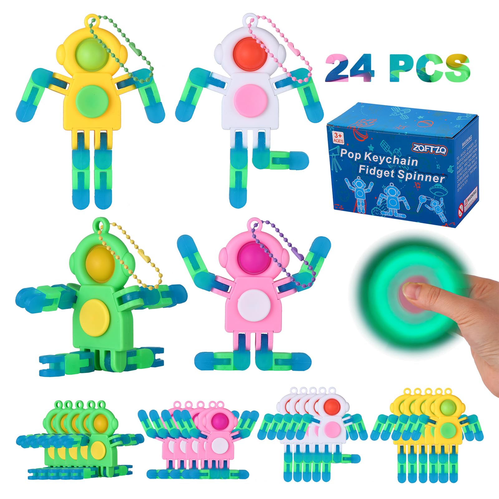 ZQFTZQ 24Pcs astronaut keychain fidget for portable focus