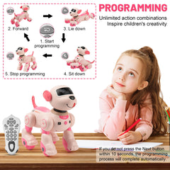 Zreswap follow-mode dog toy guiding kids through moves