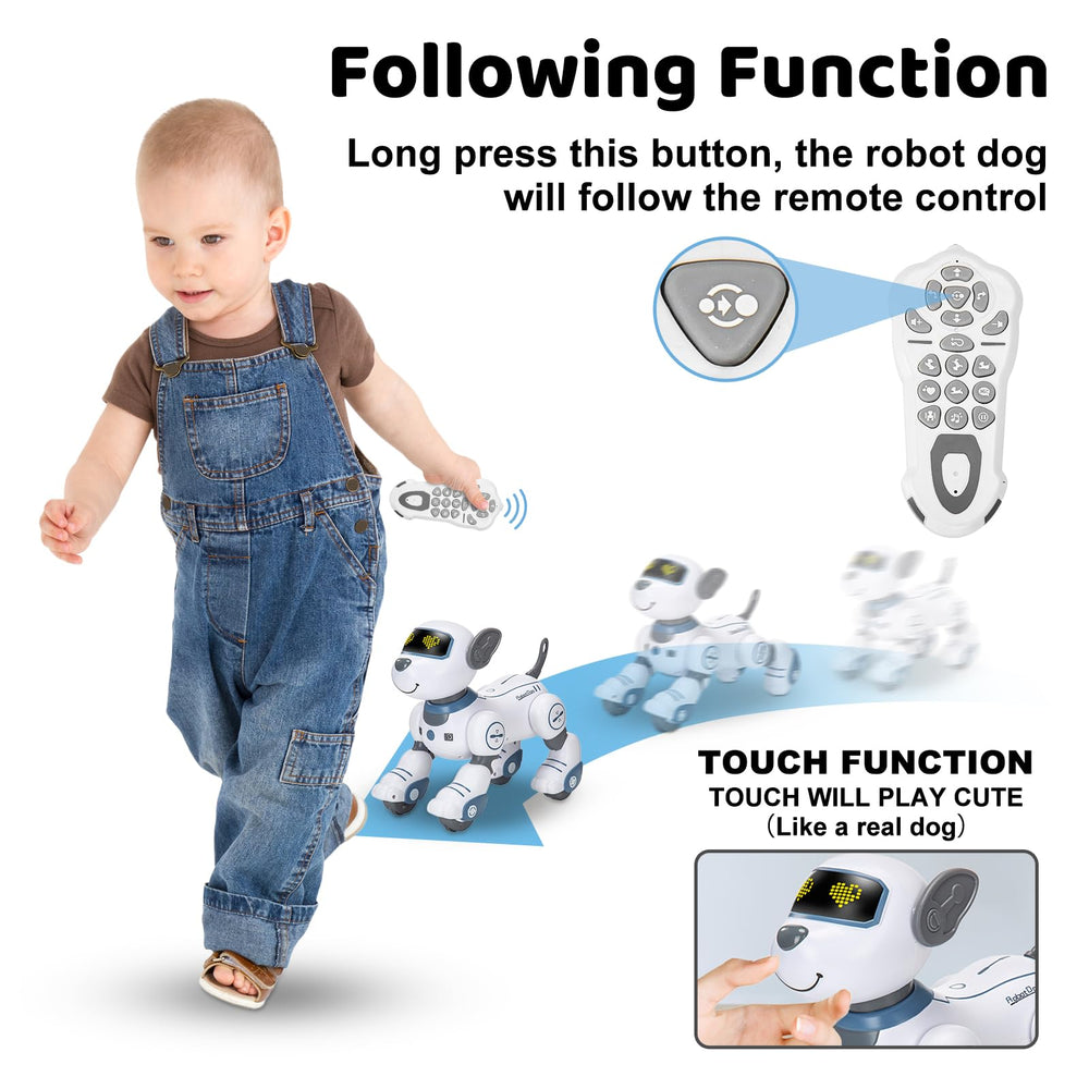 Zreswap robot dog with remote demonstrates easy programming up to 100 commands.