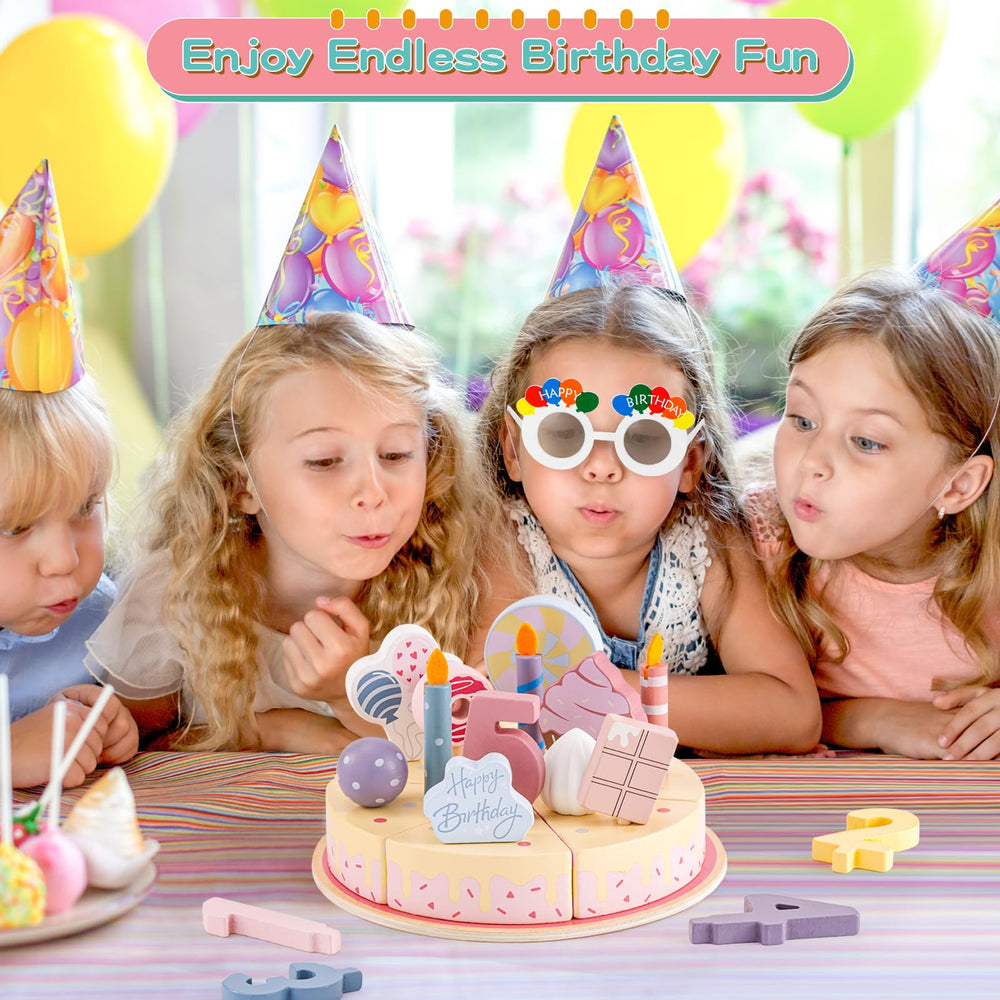 ZRUNBO cake stand with slices for realistic pretend bakery play