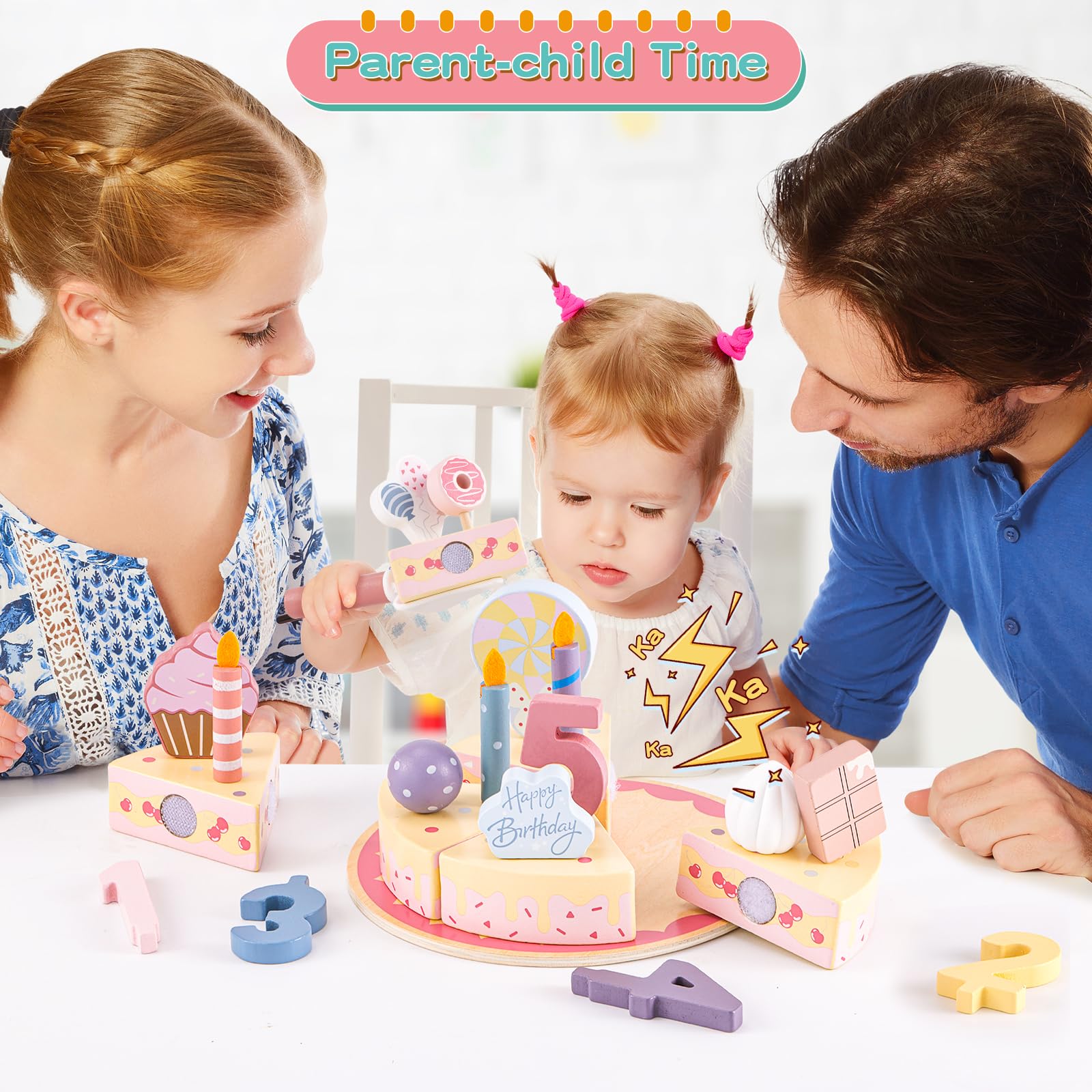 ZRUNBO Velcro cake pieces with crunchy cutting sound for realism