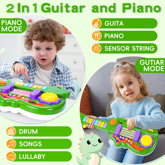 Zsinb 2-in-1 rock instrument mode shown with piano keys and guitar neck