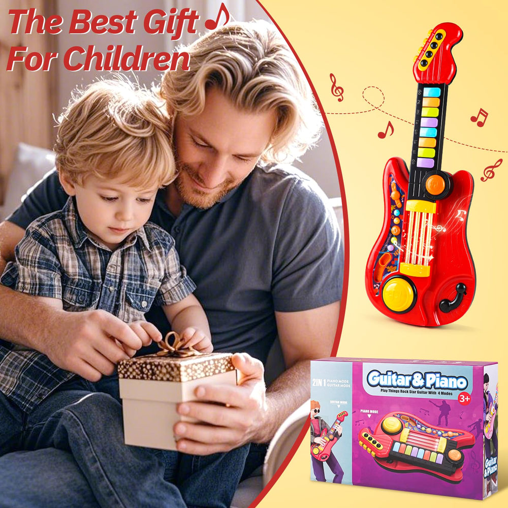 Zsinb Kids Guitar-Piano 2-in-1 toy scene supports early motor and musical curiosity.