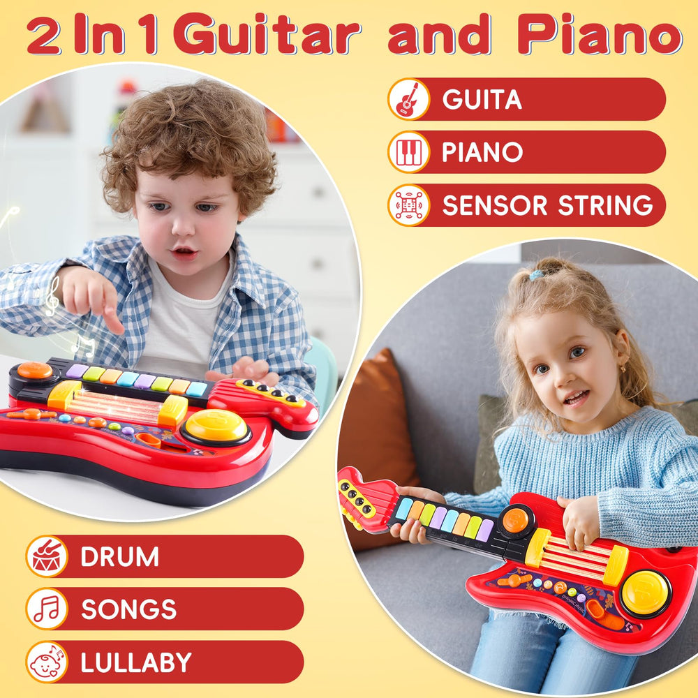 Zsinb Kids Guitar-Piano 2-in-1 crystal-column light close-up boosts sensory engagement.
