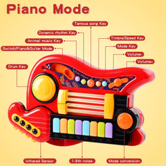 Zsinb Kids Guitar-Piano 2-in-1 glowing lights image showcases immersive play.