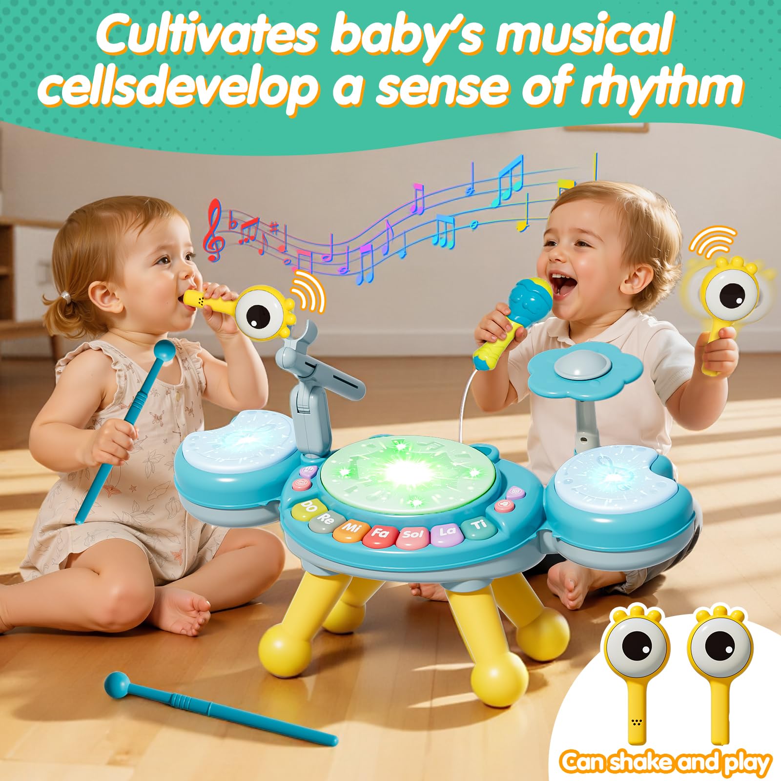 Wiggly eye sticks produce rattling sounds that stimulate sensory awareness.