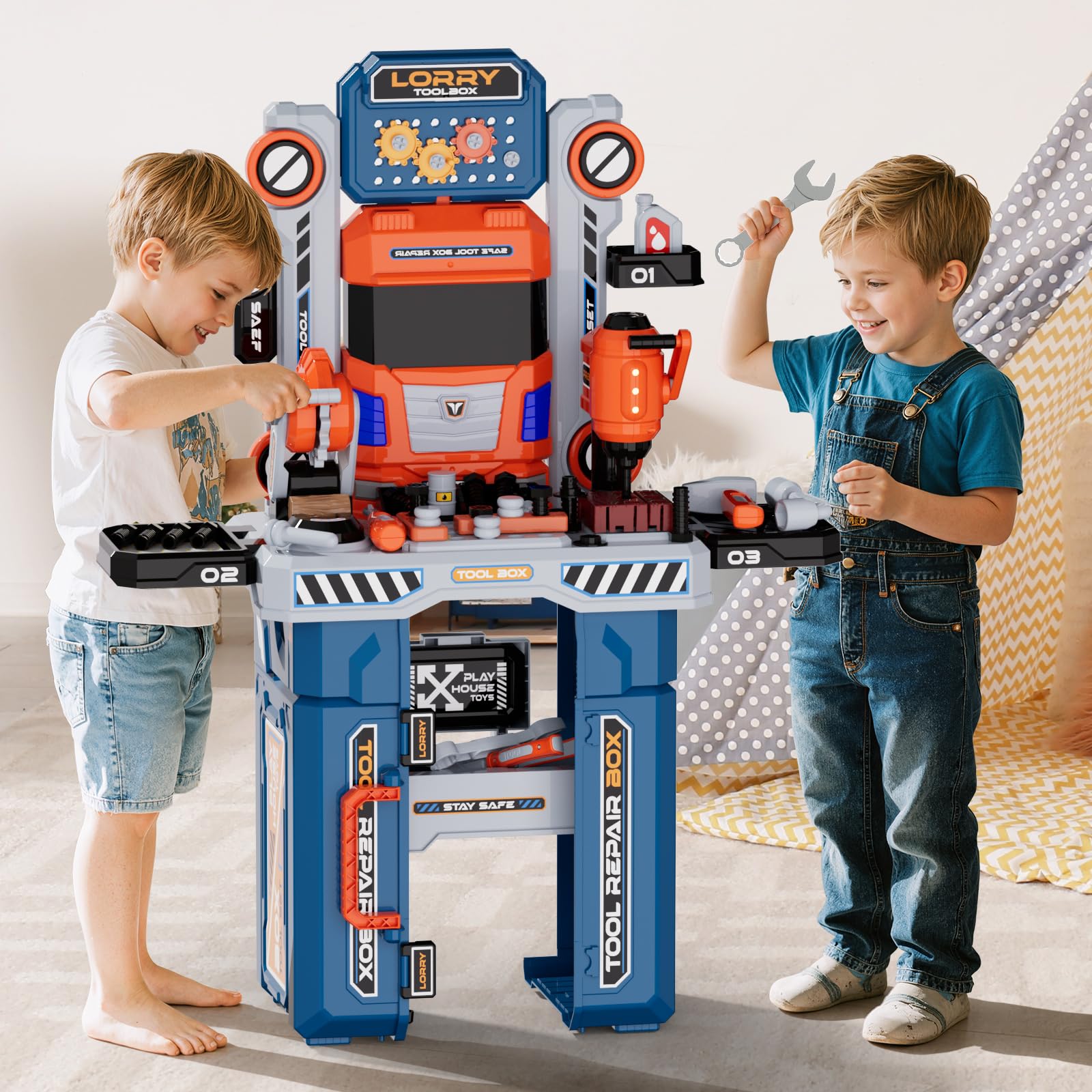 Zsinb tool set with saw and wrench supports fine motor skills.