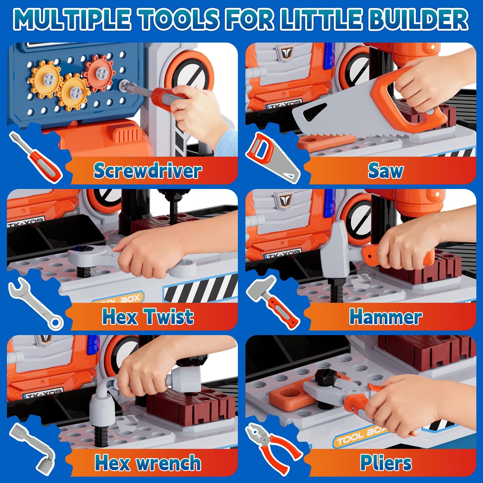 Zsinb toy cutting machine provides realistic action in a safe learning setup.
