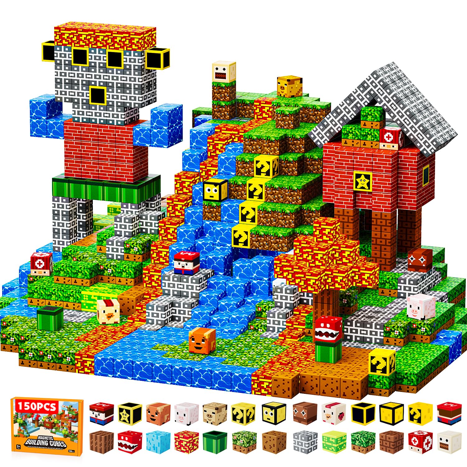 ZUBARR 150pcs magnetic blocks collection for creative building and learning.
